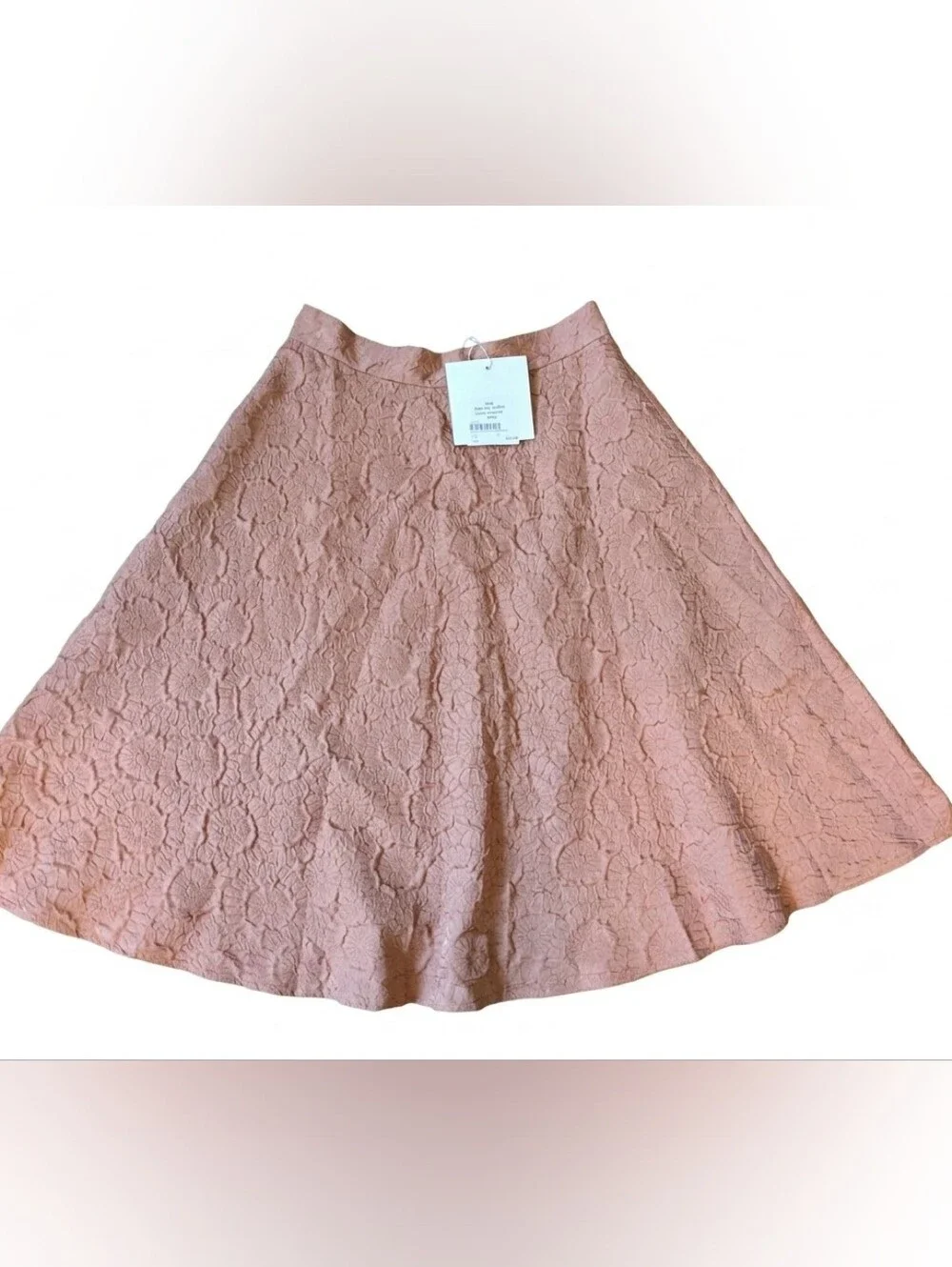 NWT A FOUR Mauve Flower Detailed Midi Skirt Large L Textured Jacquard Modest